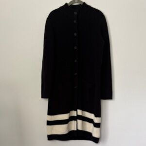 Ralph Lauren Black Long knit Cardigan with Cream Stripes